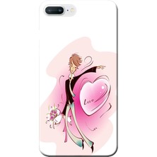 Hesaplı Dünya iPhone 7 Plus Kılıf Çiçek Buket Adam Kalp Baskılı Esnek Tpu SILIKON3546