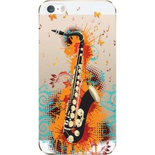 Hesaplı Dünya iPhone 5/5s Kılıf Saksafon Baskılı Esnek Tpu SILIKON2304