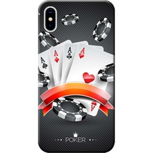 Hesaplı Dünya iPhone Xs Max Kılıf Poker 4 As Baskılı Esnek Tpu SILIKON5929