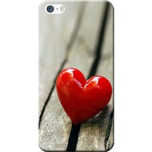 Hesaplı Dünya iPhone 5/5s Kılıf Kırmızı Kalp Baskılı Esnek Tpu SILIKON2157