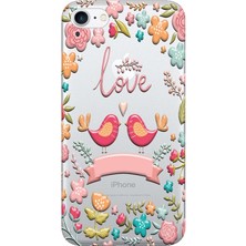 Hesaplı Dünya iPhone 8 Kılıf Aşk Kuşları Baskılı Esnek Tpu SILIKON4132