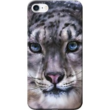 Hesaplı Dünya iPhone 8 Kılıf Mavi Göz Leopar Baskılı Esnek Tpu SILIKON4034