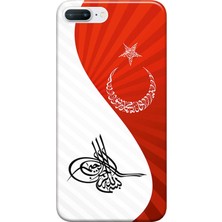 Hesaplı Dünya iPhone 8 Plus Kılıf Tuğra Bayrak Baskılı Esnek Tpu SILIKON4549