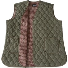 Vetre Kadın Ekose Yelek Haki Büyük Beden