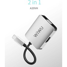 Wiwu Alpha A20VH 2 In 1 Type-C Hub HDMI 4K + VGA Çoğaltıcı Adaptör