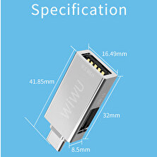 Wiwu T02 Type-C Hub USB 3.0 5 Gbps Veri Aktarımı Alüminyum Alaşım Kompart Tasarım