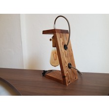 Hüma Eskitme Duylu Kendinden Anahtarlı Retro Rustik Ahşap Masa Lambası - Abajur