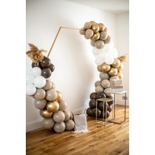 Trend Hediye Sepeti Krom Gold Pastel Deniz Kumu Çikolata Beyaz Balon 100 Adet ve 5 M Balon Zinciri