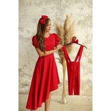 Küçüğüm Butik Kırmızı Salopet ve Papyon