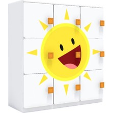 Woody Life 9 Kapaklı Çocuk Odası Anaokulu Kreş Dolap Uzay Temalı