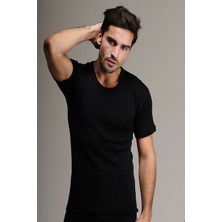 Hasyün 4000 Kısa Kol Yün Termal Fanila-Siyah