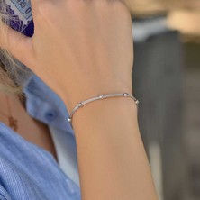 Engingold 14 Ayar Beyaz Altın Dorikalı Bileklik