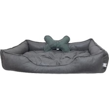 Patili Evler Füme Büyük Irk Köpek Yatağı 75 x 110 cm Kemik Yastıklı - Tırmalamaya Dayanıklı