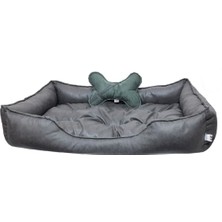 Patili Evler Füme Büyük Irk Köpek Yatağı 75 x 110 cm Kemik Yastıklı - Tırmalamaya Dayanıklı