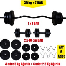Aydın Sport 35 kg Z Bar Halter Seti ve Dambıl Seti