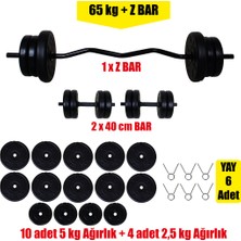 Aydın Sport 65 kg Z Bar Halter Seti ve Dambıl Seti