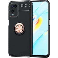 Nevarium Oppo A54 4g Kılıf Yüzüklü Focus Silikon Range - Siyah-Gold