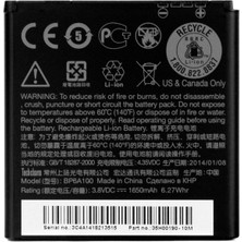 Kvy Htc Desire 300 (BP6A100) Uyumlu Batarya Pil 1650 Mah