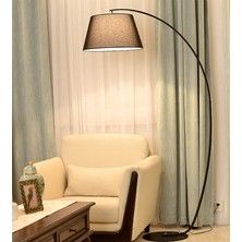 Riolight  Hareketli Siyah Kumaş Başlık Metal Gövde Lambader