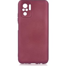 Smcase Xiaomi Redmi Note 10 Kılıf Kamera Korumalı Mat Soft Premier Silikon+Nano Glass Mürdüm