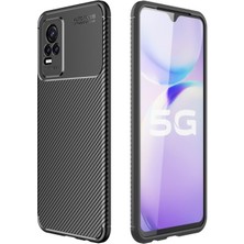 Case Street Vivo V21E Kılıf Negro Karbon Görünüm Dizayn Silikon Siyah