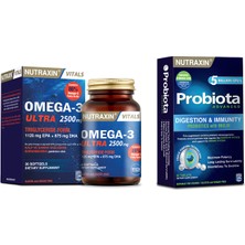 Nutraxin Omega-3 Ultra 2500 Mg 30 Yumuşak Kapsül + Probiota (Özel Probiyotik Desteği) 60 Tablet