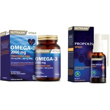 Nutraxin Omega 3 Balık Yağı 2000 Mg 60 Yumuşak Kapsül + Propolis Boğaz Spreyi 30 ml