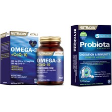 Nutraxin Omega-3 +Coq-10 (Koenzim) 60 Yumuşak Kapsül + Probiota (Özel Probiyotik Desteği) 60 Tablet