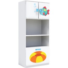 Woody Life 2 Kapaklı 2 Çekmeceli Çocuk Odası Anaokulu Kreş Dolap Deniz Temalı