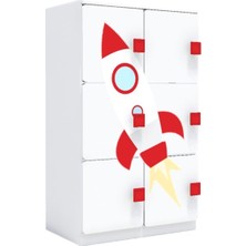 Woody Life 6 Kapaklı Çocuk Odası Anaokulu Kreş Dolap Uzay Temalı