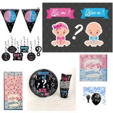 Hayaller Dükkanı Erkek Mi Kız Mı Cinsiyet Belirleme Partisi Setisi 8 Kişilik Parti Malzemeleri Mavi