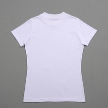 Think Simple Kadın Dik Yaka Kısa Kol T-Shirt Beyaz