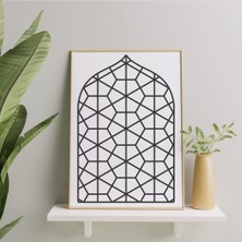 Deko Gonya Altıgen Çizimli Ahşap Çerçeve Tablo