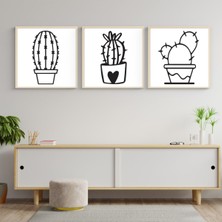 Deko Gonya Üçlü Kaktüs Çerçeve Tablo