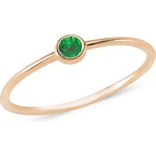 Engingold 14 Ayar Altın Yeşil Taşlı Eklem Yüzük