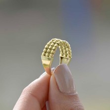 Engingold 14K Sarı Altın Üç Sıra Dorika Yüzük