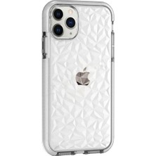 Coverzone IPhone 13 Pro Max Lüks Şeffaf Elmas Desen Kılıf Beyaz