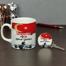 Hediyelen Çevik Kuvvet Polisi Kupa Bardak ve Anahtarlık Set 002