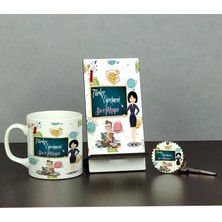 Hediyelen Türkçe Öğretmeni Üçlü Set (Kupa + Telefon Standı + Anahtarlık) 006