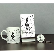 Hediyelen Müzik Öğretmenine Hediye Üçlü Set (Kupa + Telefon Standı + Anahtarlık)