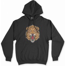 Cix Cix Kızgın Aslanlı Siyah Kapşonlu Sweatshirt Hoodie