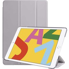 Case 4U Apple iPad 10.2 2021 (9.Nesil) Kılıf Smart Cover Katlanabilir Standlı Tablet Akıllı Kapak Gri