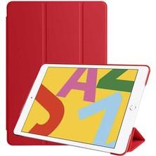 Case 4U Apple iPad 10.2 2021 (9.Nesil) Kılıf Smart Cover Katlanabilir Standlı Tablet Akıllı Kapak Kırmızı