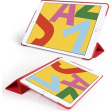 Case 4U Apple iPad 10.2 2021 (9.Nesil) Kılıf Smart Cover Katlanabilir Standlı Tablet Akıllı Kapak Kırmızı