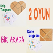 Atölye Adana Kare Tangram ve Kalp Tangram Akıl Zeka Mantık Matematik Eğitici Eğlenceli Beceri Oyunu