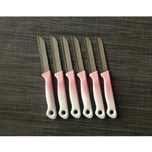 Solingen Meyve Sebze Bıçağı Ebruli Pembe-Beyaz 6'lı