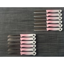 Solingen Meyve Sebze Bıçağı Ebruli Pembe-Beyaz 12'li