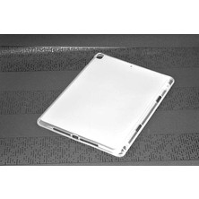 Case 4U Apple iPad 10.2 2021 (9.Nesil) Tablet Kılıf Kalemlik Kenarlı Süper Silikon Arka Kapak Şeffaf