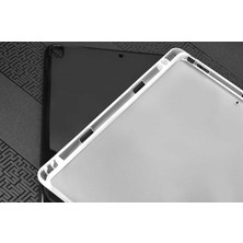 Case 4U Apple iPad 10.2 2021 (9.Nesil) Tablet Kılıf Kalemlik Kenarlı Süper Silikon Arka Kapak Şeffaf