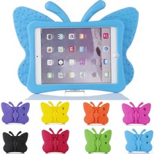 Case 4U Apple iPad 10.2 2021 (9.Nesil) Tablet Kılıf Çocuklar Için Kelebek Yumuşak Dokulu Standlı Silikon Kırmızı